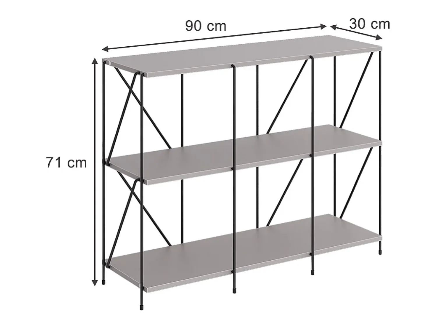 Vicco Bücherregal cinza-bege/preto 90x30x71 ravix^ Prateleira