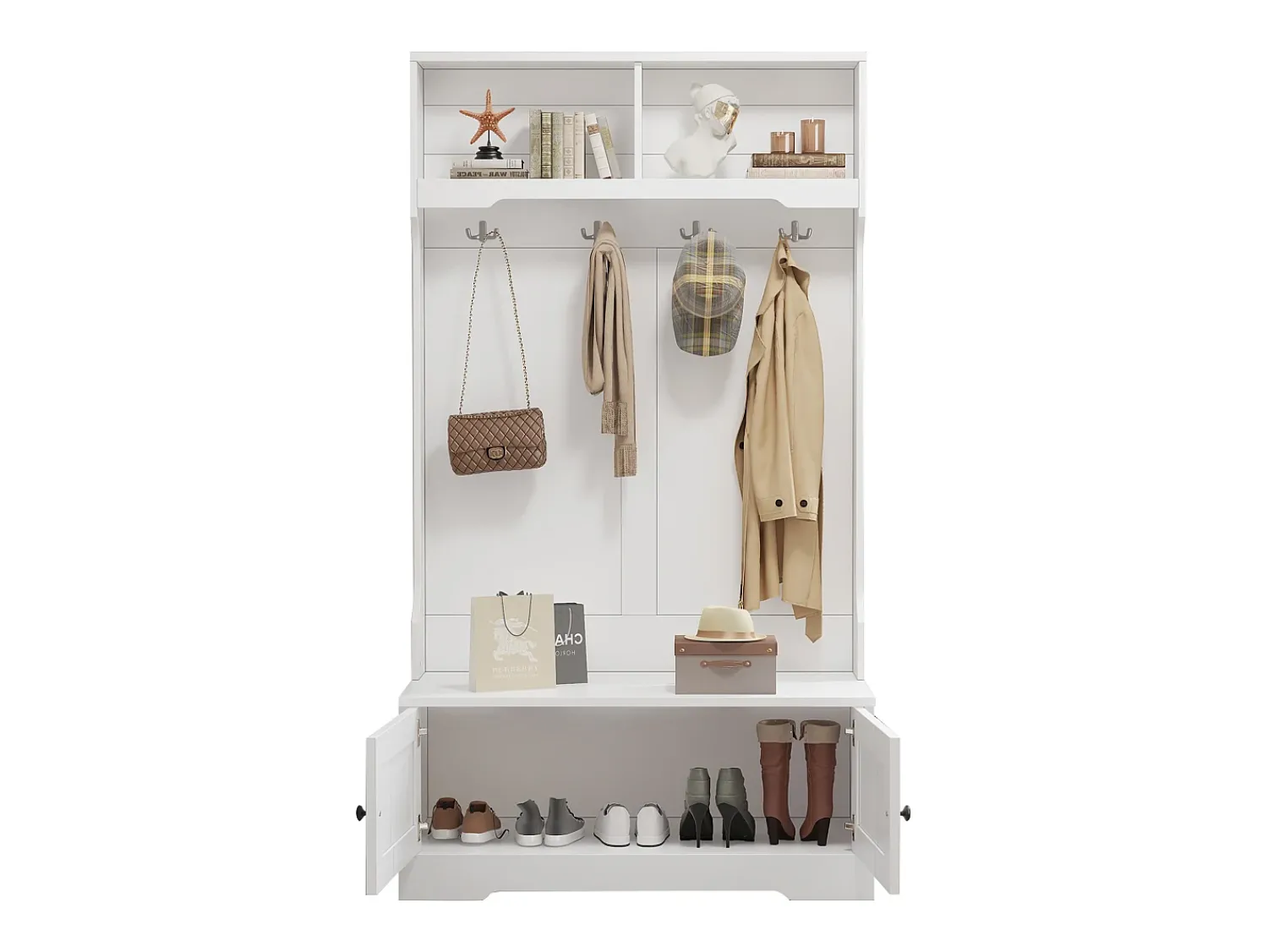 Clearance ModernLuxe Bengaleiro - 4 ganchos e 4 compartimentos - Branco