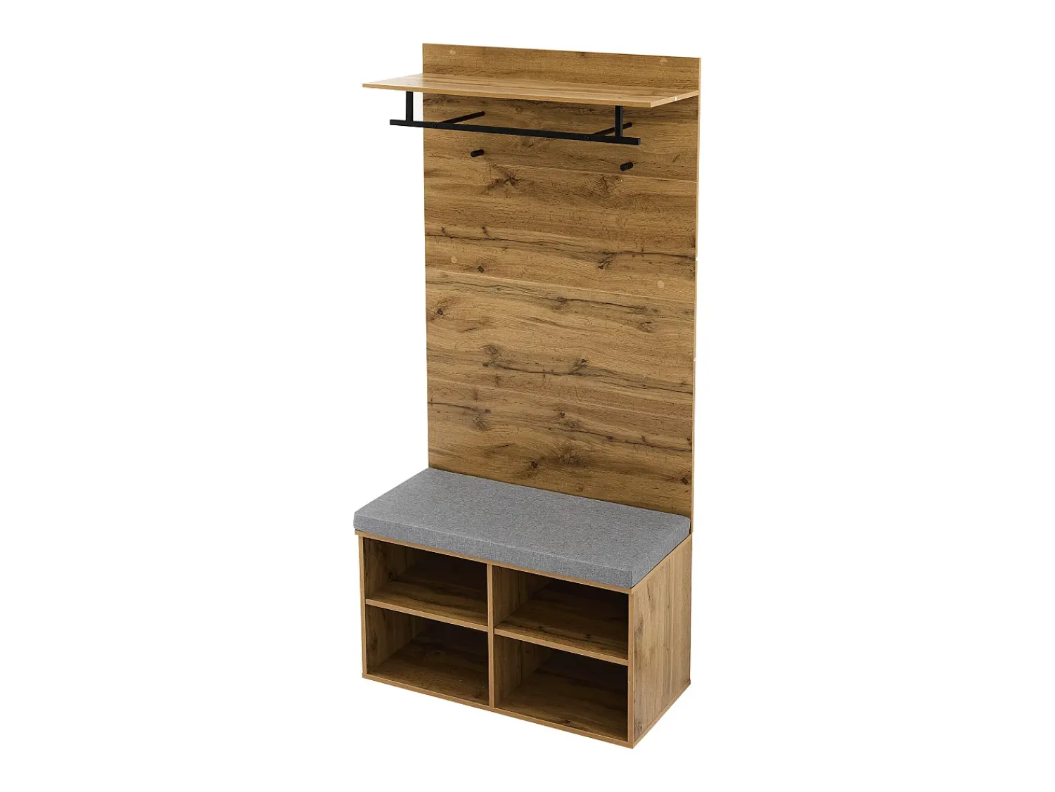 ModernLuxe Bengaleiro com bengaleiro e sapateira - prateleiras reguláveis - Natural Natural claro