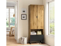 Discount ModernLuxe Bengaleiro com gaveta e compartimento - com varão - Natural Natural claro