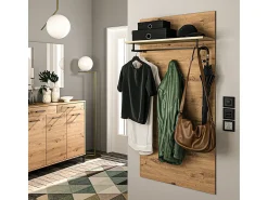 Cabide De Pé*Petits-Meubles Bengaleiro de parede 3 ganchos 1 prateleira Liora Wood Natural claro