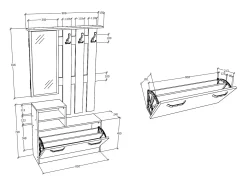 Móvel De Arrumação|Sapateira| Bengaleiro Lyon, carvalho , C 85 x L 24 x A 180 cm Branco