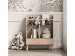 New Petits-Meubles Biblioteca 1 gaveta Alycia - rosa coral - efeito madeira 90cm Bege
