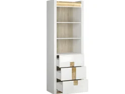 Discount Petits-Meubles Biblioteca 3 gavetas Helios branco e madeira 202cm Natural claro