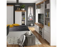 Biblioteca|Petits-Meubles Biblioteca 3 gavetas Hella branco e madeira 203cm Natural claro / Branco