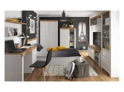 Biblioteca|Petits-Meubles Biblioteca 3 gavetas Hella branco e madeira 203cm Natural claro / Branco