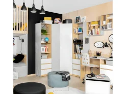 Petits-Meubles Biblioteca 3 gavetas Pop e branco 200cm^ Biblioteca