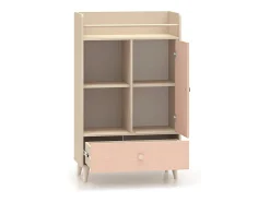 Biblioteca*Petits-Meubles Biblioteca 1 porta 1 gaveta Alycia - rosa coral - efeito madeira 132cm Bege