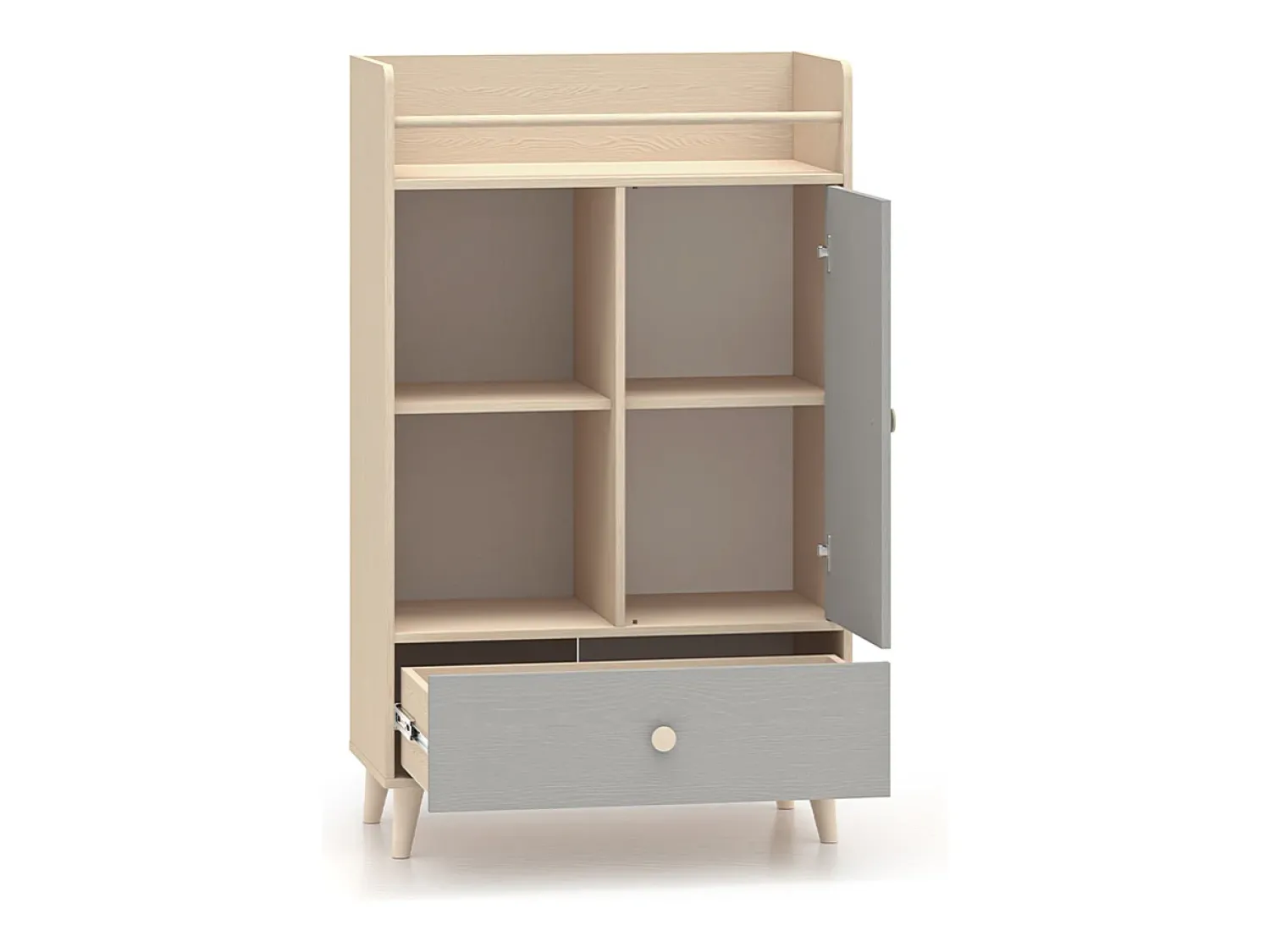Petits-Meubles Biblioteca 1 porta 1 gaveta Alycia - cinzento - efeito madeira 132cm^ Biblioteca