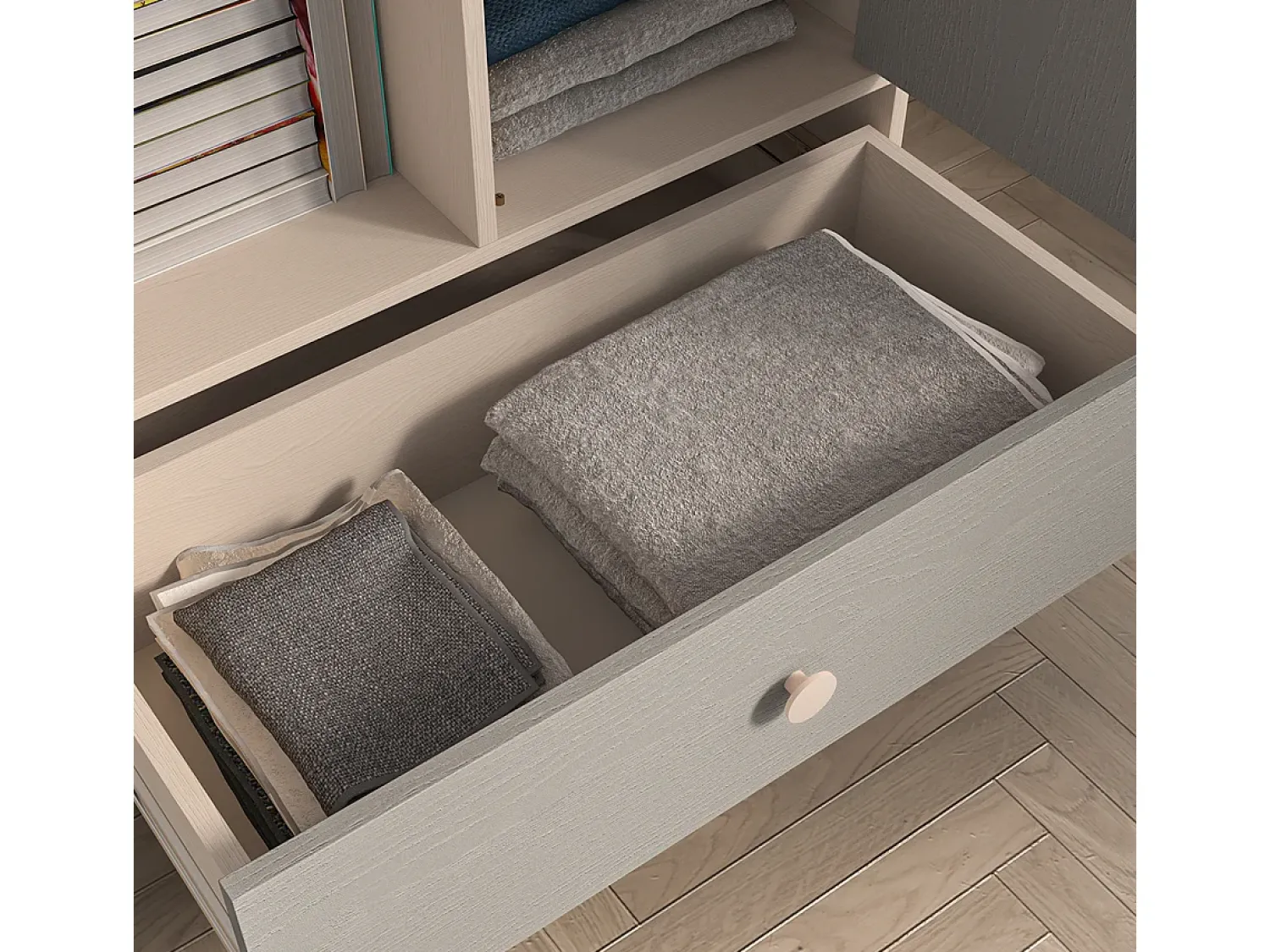 Petits-Meubles Biblioteca 1 porta 1 gaveta Alycia - cinzento - efeito madeira 132cm^ Biblioteca