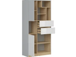 Petits-Meubles Biblioteca 2 portas 2 gavetas Pop e branco 164cm^ Biblioteca