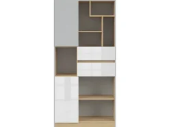 Petits-Meubles Biblioteca 2 portas 2 gavetas Pop e branco 164cm^ Biblioteca