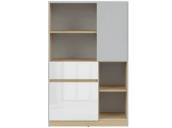 Biblioteca*Petits-Meubles Biblioteca 2 portas 1 gaveta Pop e branco 126cm Cinzento