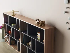 Biblioteca|Herdasa Biblioteca 3 prateleiras - A117cm x C119cm x P32cm nogueira e antracite - Nack Cinzento