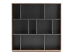Biblioteca|Herdasa Biblioteca 3 prateleiras - A117cm x C119cm x P32cm nogueira e antracite - Nack Cinzento