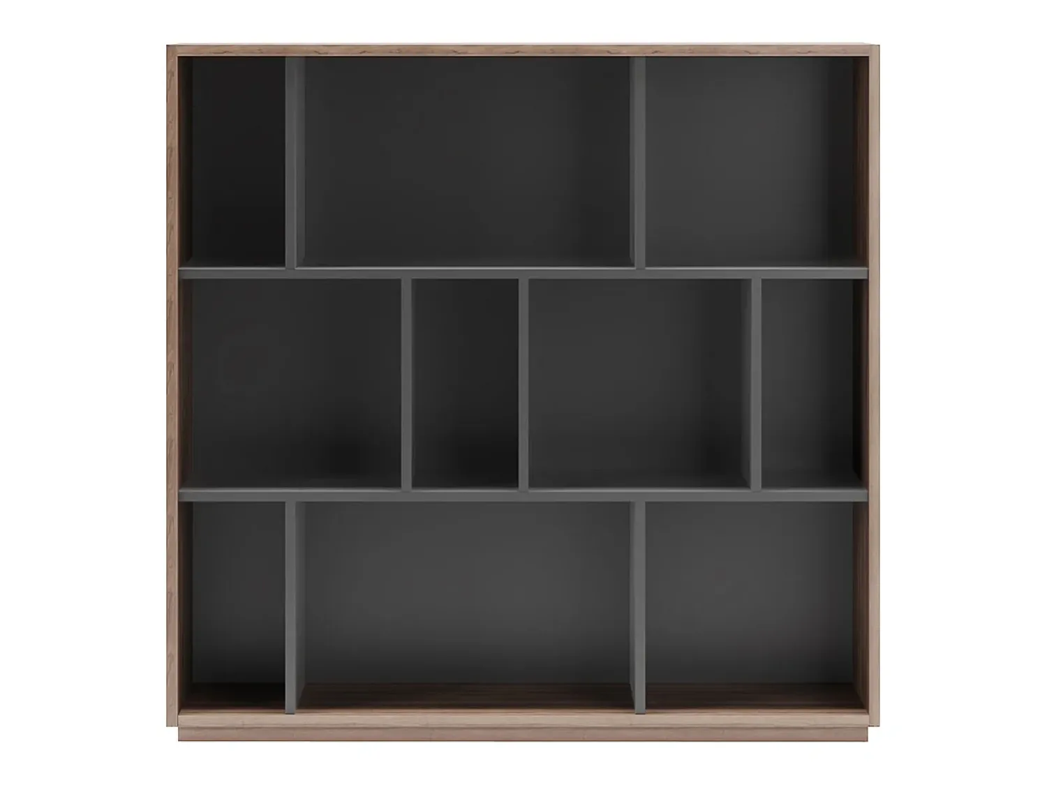 Biblioteca|Herdasa Biblioteca 3 prateleiras - A117cm x C119cm x P32cm nogueira e antracite - Nack Cinzento