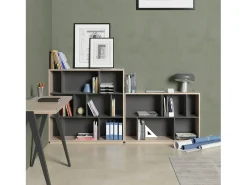 Discount Herdasa Biblioteca 2 prateleiras - A80cm x C119cm x P32cm carvalho e antracite - Nack Cinzento claro