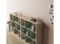 Biblioteca*Herdasa Biblioteca 3 prateleiras - A117cm x C119cm x P32cm carvalho e verde - Nack Verde claro