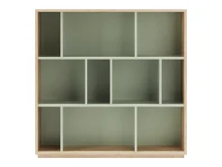 Biblioteca*Herdasa Biblioteca 3 prateleiras - A117cm x C119cm x P32cm carvalho e verde - Nack Verde claro