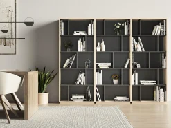 Sale Herdasa Biblioteca 5 prateleiras - A191cm x C80cm x P32cm carvalho e antracite - Nack Cinzento claro