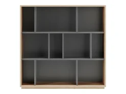 Biblioteca|Herdasa Biblioteca 3 prateleiras - A117cm x C119cm x P32cm carvalho e antracite - Nack Cinzento claro