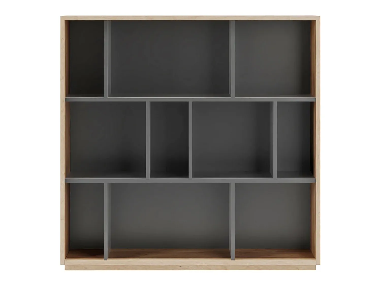 Biblioteca|Herdasa Biblioteca 3 prateleiras - A117cm x C119cm x P32cm carvalho e antracite - Nack Cinzento claro