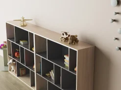Biblioteca|Herdasa Biblioteca 3 prateleiras - A117cm x C119cm x P32cm carvalho e antracite - Nack Cinzento claro