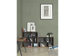 Biblioteca|Herdasa Biblioteca 2 prateleiras - A80cm x C119cm x P32cm nogueira e antracite - Nack Cinzento