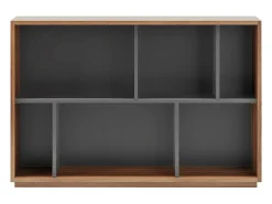 Biblioteca|Herdasa Biblioteca 2 prateleiras - A80cm x C119cm x P32cm nogueira e antracite - Nack Cinzento