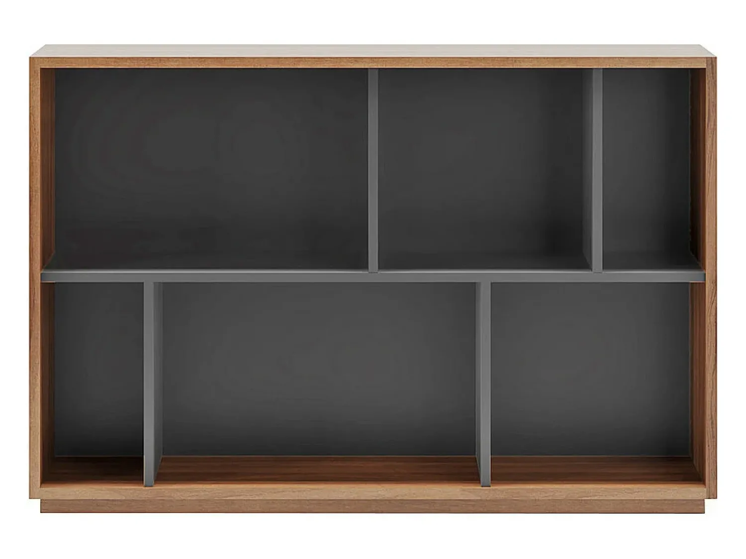 Biblioteca|Herdasa Biblioteca 2 prateleiras - A80cm x C119cm x P32cm nogueira e antracite - Nack Cinzento