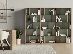 Biblioteca*Herdasa Biblioteca 5 prateleiras - A191cm x C80cm x P32cm nogueira e - Nack Verde