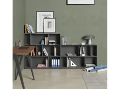 Herdasa Biblioteca 2 prateleiras - A80cm x C119cm x P32cm antracite - Nack^ Biblioteca