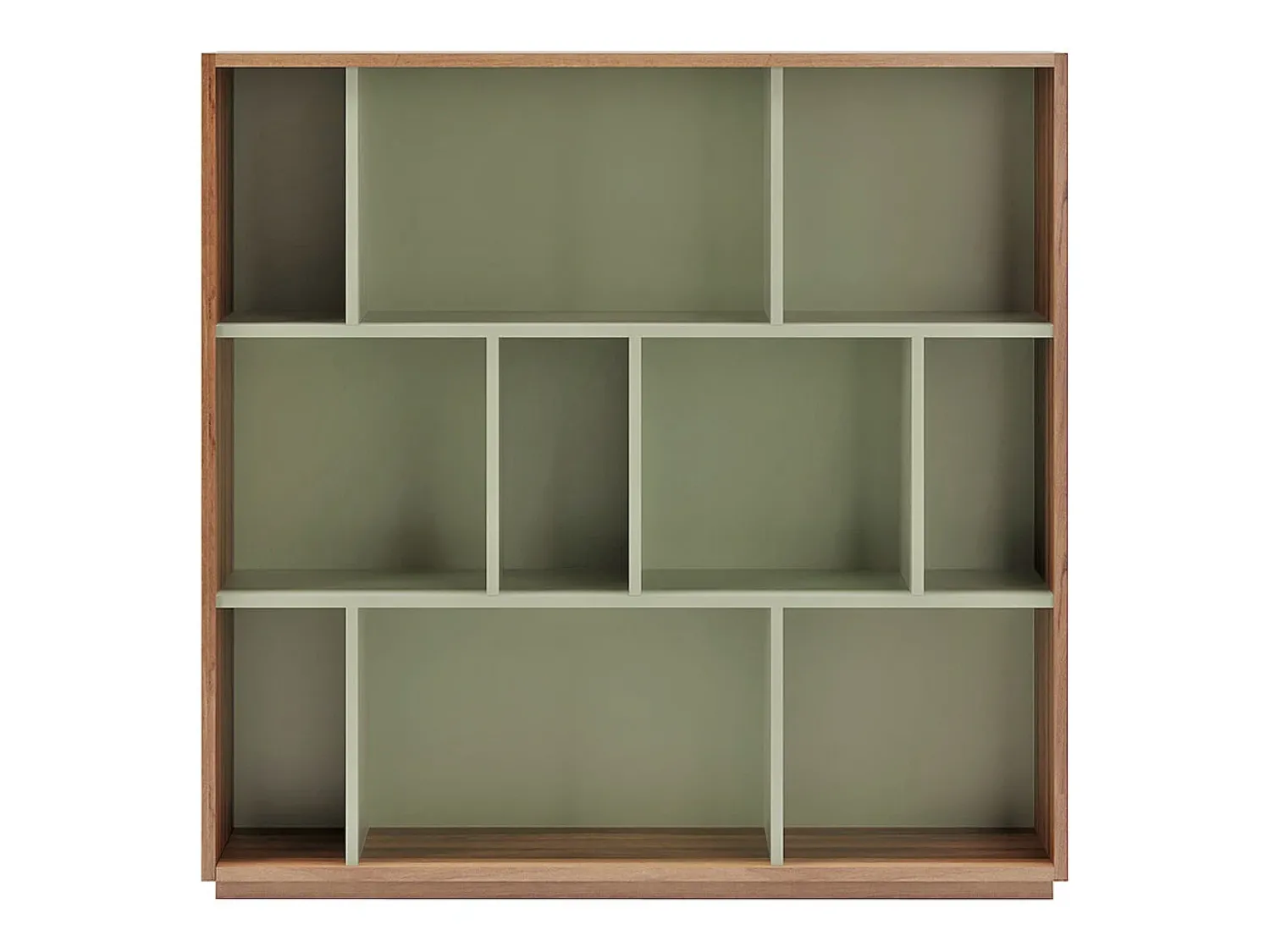Biblioteca*Herdasa Biblioteca 3 prateleiras - A117cm x C119cm x P32cm nogueira e - Nack Verde