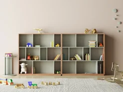Biblioteca*Herdasa Biblioteca 3 prateleiras - A117cm x C119cm x P32cm nogueira e - Nack Verde