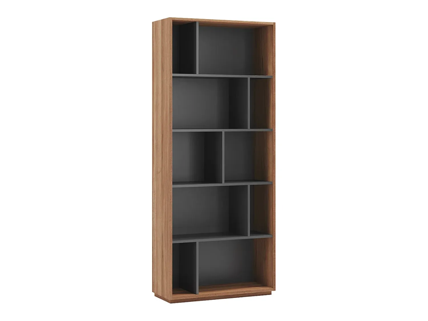 Best Herdasa Biblioteca 5 prateleiras - A191cm x C80cm x P32cm nogueira e antracite - Nack Cinzento