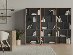 Best Herdasa Biblioteca 5 prateleiras - A191cm x C80cm x P32cm nogueira e antracite - Nack Cinzento