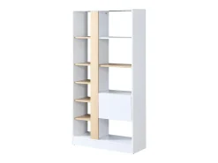 Biblioteca*Vente-unique Biblioteca com 1 porta e 7 prateleiras natural e branco - CALENIA Natural claro / Branco