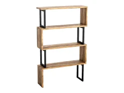 Hot Vente-unique Biblioteca com 3 prateleiras em metal natural claro e preto - ROVENI Preto / Natural claro