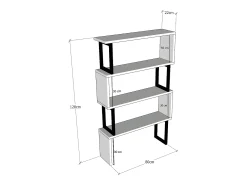 Hot Vente-unique Biblioteca com 3 prateleiras em metal natural claro e preto - ROVENI Preto / Natural claro