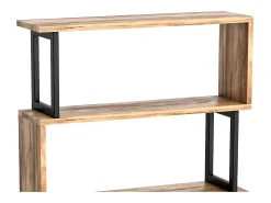 Hot Vente-unique Biblioteca com 3 prateleiras em metal natural claro e preto - ROVENI Preto / Natural claro