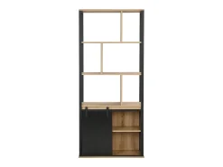 Biblioteca*Vente-unique Biblioteca com arrumação e 1 porta de correr MDF natural e preto - YALENA Preto / Natural claro