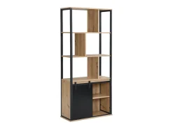 Biblioteca*Vente-unique Biblioteca com arrumação e 1 porta de correr MDF natural e preto - YALENA Preto / Natural claro