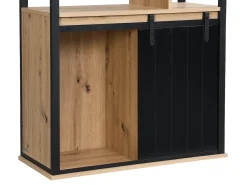 Biblioteca*Vente-unique Biblioteca com arrumação e 1 porta de correr MDF natural e preto - YALENA Preto / Natural claro