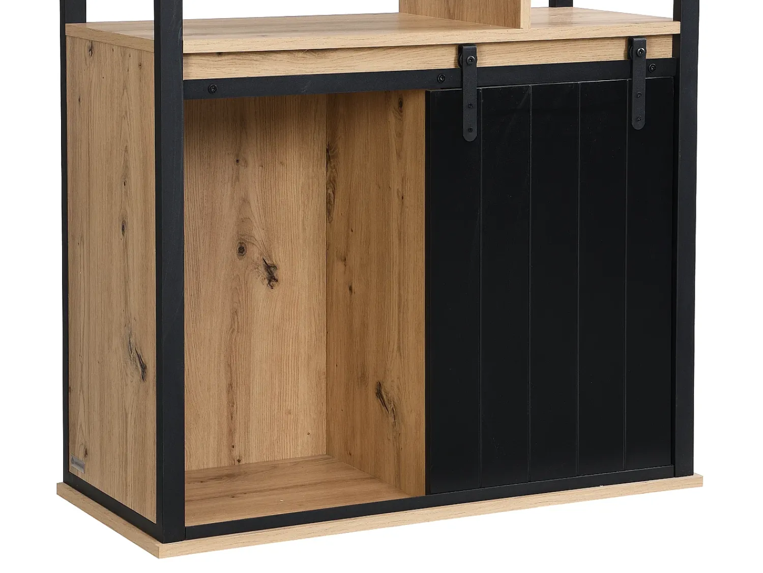 Biblioteca*Vente-unique Biblioteca com arrumação e 1 porta de correr MDF natural e preto - YALENA Preto / Natural claro