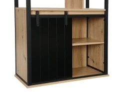 Biblioteca*Vente-unique Biblioteca com arrumação e 1 porta de correr MDF natural e preto - YALENA Preto / Natural claro