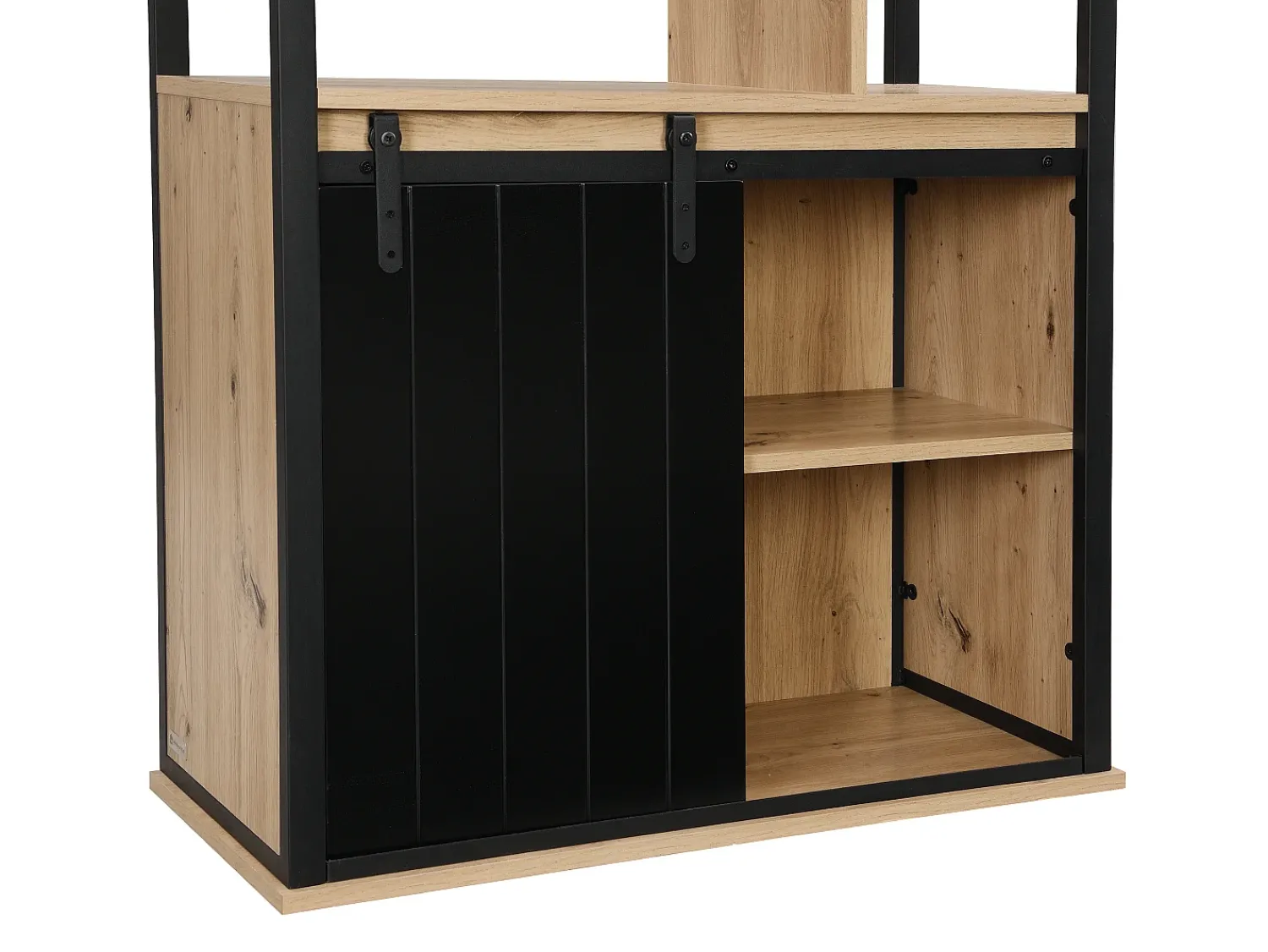 Biblioteca*Vente-unique Biblioteca com arrumação e 1 porta de correr MDF natural e preto - YALENA Preto / Natural claro