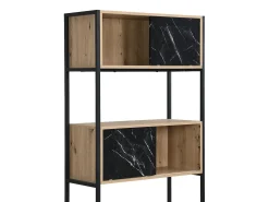 Biblioteca|Vente-unique Biblioteca com arrumação MDF e aço efeito mármore preto e natural - YELANIA Preto / Natural claro