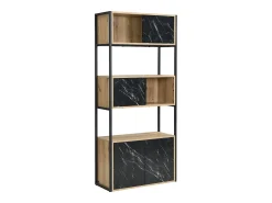 Biblioteca|Vente-unique Biblioteca com arrumação MDF e aço efeito mármore preto e natural - YELANIA Preto / Natural claro