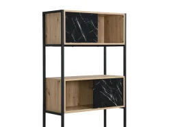 Biblioteca|Vente-unique Biblioteca com arrumação MDF e aço efeito mármore preto e natural - YELANIA Preto / Natural claro