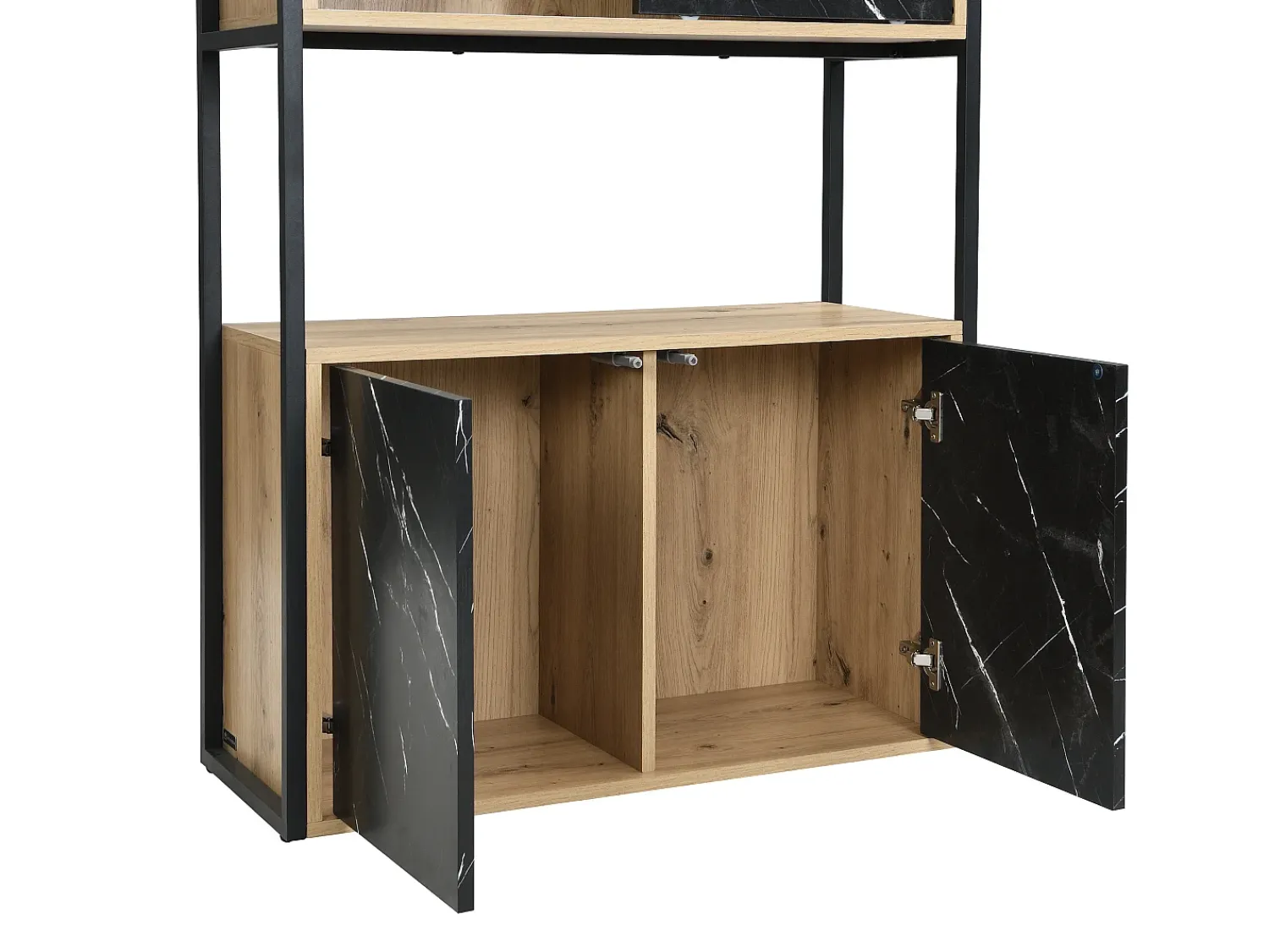 Biblioteca|Vente-unique Biblioteca com arrumação MDF e aço efeito mármore preto e natural - YELANIA Preto / Natural claro